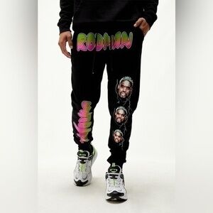 Pacsun Dennis Rodman Sweatpants Mens M Black Drawstring The Worm Track Pants New